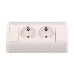 GNIAZDO MEBLOWE 2X2P+Z, SCHUKO, BIAŁO-SREBRNE ORNO GNIAZDO MEBLOWE 2X2P+Z, SCHUKO, BIAŁO-SREBRNE ORNO