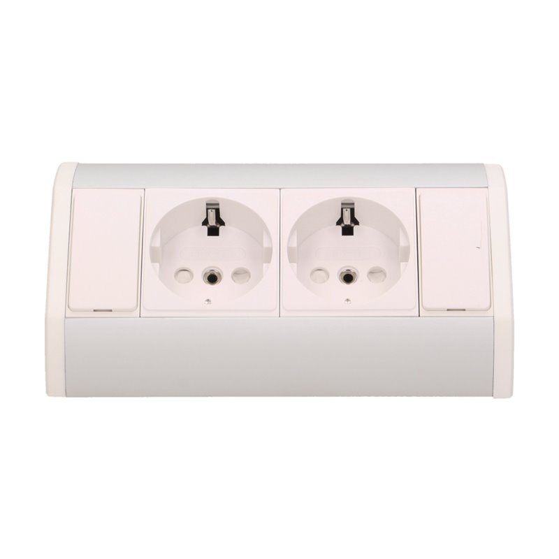GNIAZDO MEBLOWE 2X2P+Z, SCHUKO, BIAŁO-SREBRNE ORNO GNIAZDO MEBLOWE 2X2P+Z, SCHUKO, BIAŁO-SREBRNE ORNO
