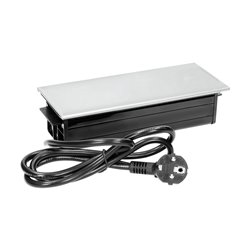 GNIAZDO MEBLOWE WPUSZCZANE W BLAT 3X2P+Z Z PRZESUWNĄ POKRYWKĄ I PRZEWODEM 1,5M, 3X1,5MM2, CZARNO-SREBRNE ORNO GNIAZDO MEBLOWE WPUSZCZANE W BLAT 3X2P+Z Z PRZESUWNĄ POKRYWKĄ I PRZEWODEM 1,5M, 3X1,5MM2, CZARNO-SREBRNE ORNO
