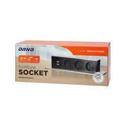 GNIAZDO MEBLOWE WYSUWANE Z BLATU Z PŁASKIM FREZOWANYM RANTEM, ŁADOWARKĄ USB I PRZEWODEM 2M, 3 GNIAZDA TYP E, 2 X USB (2,4A), 3X1 GNIAZDO MEBLOWE WYSUWANE Z BLATU Z PŁASKIM FREZOWANYM RANTEM, ŁADOWARKĄ USB I PRZEWODEM 2M, 3 GNIAZDA TYP E, 2 X USB (2,4A), 3X1