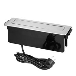 GNIAZDO MEBLOWE WYSUWANE Z BLATU Z PŁASKIM FREZOWANYM RANTEM, ŁADOWARKĄ USB I PRZEWODEM 2M, 3 GNIAZDA TYP E, 2 X USB (2,4A), 3X1 GNIAZDO MEBLOWE WYSUWANE Z BLATU Z PŁASKIM FREZOWANYM RANTEM, ŁADOWARKĄ USB I PRZEWODEM 2M, 3 GNIAZDA TYP E, 2 X USB (2,4A), 3X1