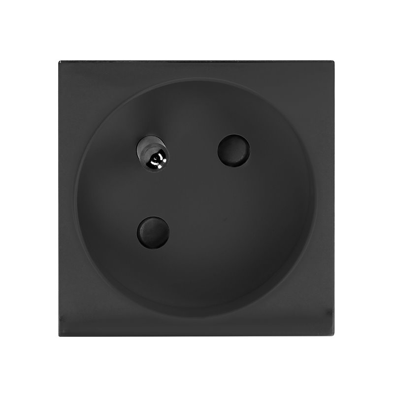 NOEN FR, GNIAZDO MODUŁOWE 45X45MM KĄTOWE - 45° 1X2P+Z, TYP E FRENCH, 16A 250V, CZARNE ORNO