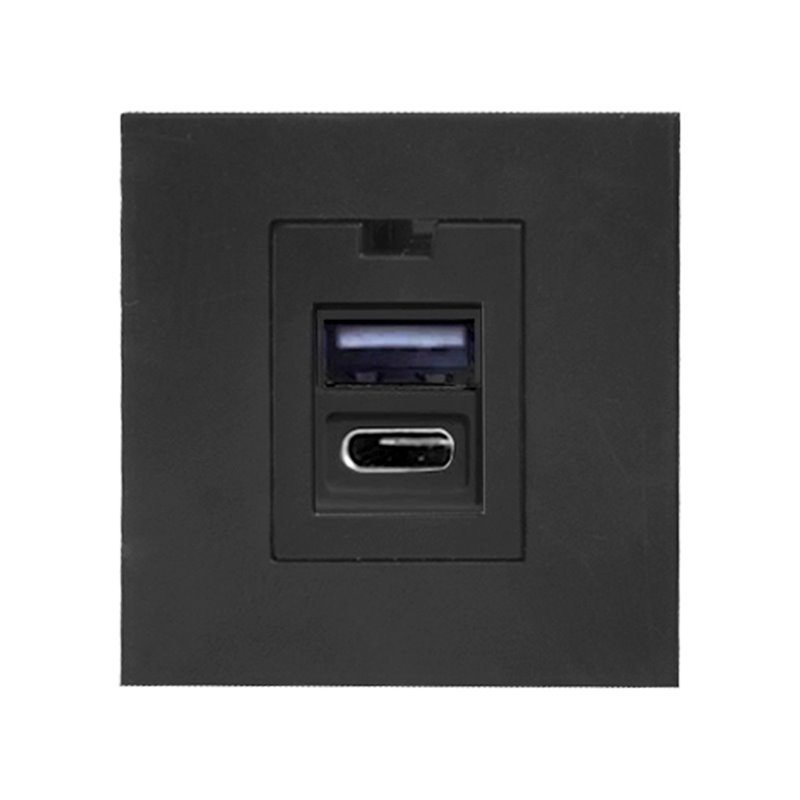 NOEN USB X 2 - TYP A + C, PODWÓJNY PORT MODUŁOWY 45X45MM Z ŁADOWARKĄ USB, 2,1A 5V DC, CZARNY ORNO NOEN USB X 2 - TYP A + C, PODWÓJNY PORT MODUŁOWY 45X45MM Z ŁADOWARKĄ USB, 2,1A 5V DC, CZARNY ORNO