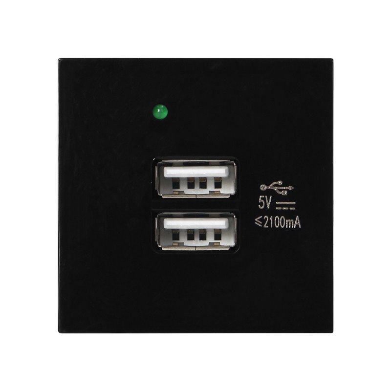 NOEN USB X 2, PODWÓJNY PORT MODUŁOWY 45X45MM Z ŁADOWARKĄ USB, 2,1A 5V DC, CZARNY ORNO NOEN USB X 2, PODWÓJNY PORT MODUŁOWY 45X45MM Z ŁADOWARKĄ USB, 2,1A 5V DC, CZARNY ORNO