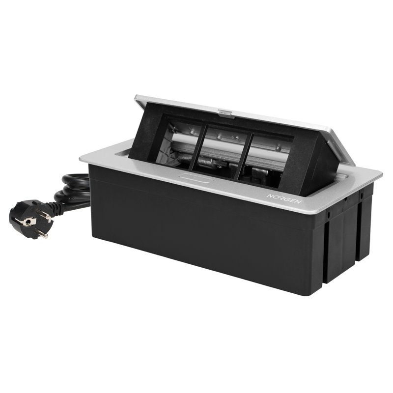 NOEN KASETA MEBLOWA WPUSZCZANA W BLAT ZE ZINTEGROWANĄ RAMKĄ PCV NA GNIAZDA MODUŁOWE 3 X 45X45MM LUB 6 X 22,5X45MM, PRZEWÓD 1,5M, NOEN KASETA MEBLOWA WPUSZCZANA W BLAT ZE ZINTEGROWANĄ RAMKĄ PCV NA GNIAZDA MODUŁOWE 3 X 45X45MM LUB 6 X 22,5X45MM, PRZEWÓD 1,5M,