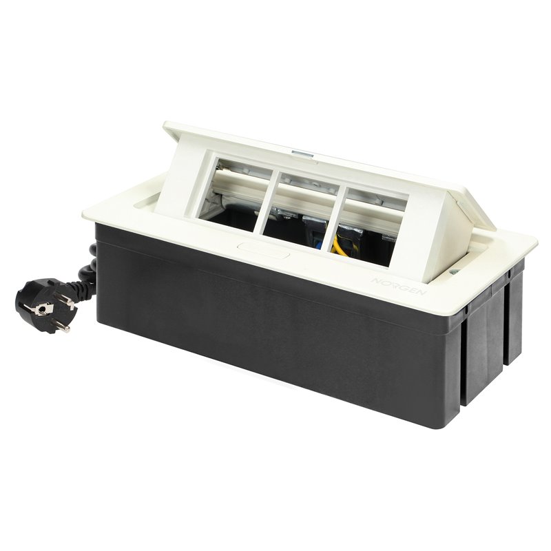 NOEN KASETA MEBLOWA WPUSZCZANA W BLAT ZE ZINTEGROWANĄ RAMKĄ PCV NA GNIAZDA MODUŁOWE 3 X 45X45MM LUB 6 X 22,5X45MM, PRZEWÓD 1,5M, NOEN KASETA MEBLOWA WPUSZCZANA W BLAT ZE ZINTEGROWANĄ RAMKĄ PCV NA GNIAZDA MODUŁOWE 3 X 45X45MM LUB 6 X 22,5X45MM, PRZEWÓD 1,5M,