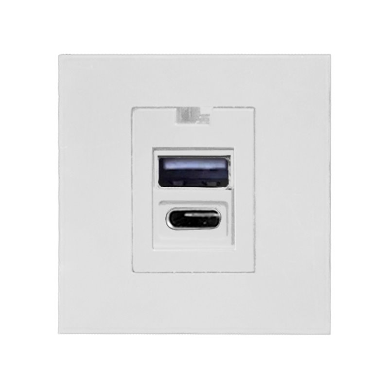 NOEN USB X2 - TYP A+C, PODWÓJNY PORT MODUŁOWY 45X45MM Z ŁADOWARKĄ USB, 2,1A 5VDC, BIAŁY ORNO NOEN USB X2 - TYP A+C, PODWÓJNY PORT MODUŁOWY 45X45MM Z ŁADOWARKĄ USB, 2,1A 5VDC, BIAŁY ORNO