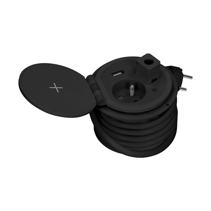 GNIAZDO MEBLOWE O8CM WPUSZCZANE W BLAT Z ŁADOWARKĄ INDUKCYJNĄ, ŁADOWARKĄ USB, PRZELOTKĄ KABLOWĄ I PRZEWODEM 2M, 1X2P+Z, 1XUSB 2, GNIAZDO MEBLOWE O8CM WPUSZCZANE W BLAT Z ŁADOWARKĄ INDUKCYJNĄ, ŁADOWARKĄ USB, PRZELOTKĄ KABLOWĄ I PRZEWODEM 2M, 1X2P+Z, 1XUSB 2,