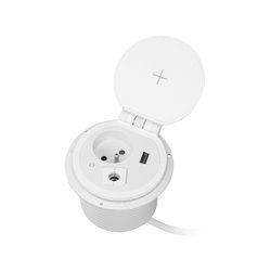 GNIAZDO MEBLOWE O8CM WPUSZCZANE W BLAT Z ŁADOWARKĄ INDUKCYJNĄ, ŁADOWARKĄ USB, PRZELOTKĄ KABLOWĄ I PRZEWODEM 2M, 1X2P+Z, 1XUSB 2, GNIAZDO MEBLOWE O8CM WPUSZCZANE W BLAT Z ŁADOWARKĄ INDUKCYJNĄ, ŁADOWARKĄ USB, PRZELOTKĄ KABLOWĄ I PRZEWODEM 2M, 1X2P+Z, 1XUSB 2,