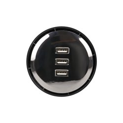 ŁADOWARKA 3XUSB WPUSZCZANA W BLAT, 5V TOTAL 3.1A, MAX. 2,1A/PORT, PRZEWÓD 1,5M, CZARNY POŁYSK ORNO ŁADOWARKA 3XUSB WPUSZCZANA W BLAT, 5V TOTAL 3.1A, MAX. 2,1A/PORT, PRZEWÓD 1,5M, CZARNY POŁYSK ORNO