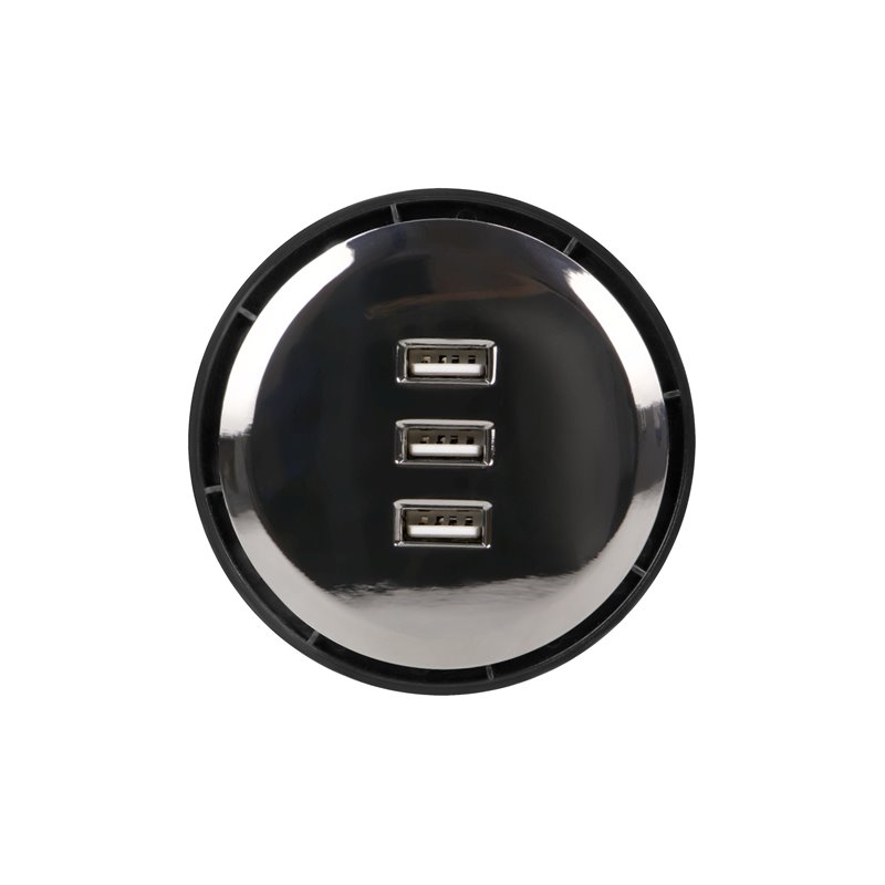 ŁADOWARKA 3XUSB WPUSZCZANA W BLAT, 5V TOTAL 3.1A, MAX. 2,1A/PORT, PRZEWÓD 1,5M, CZARNY POŁYSK ORNO ŁADOWARKA 3XUSB WPUSZCZANA W BLAT, 5V TOTAL 3.1A, MAX. 2,1A/PORT, PRZEWÓD 1,5M, CZARNY POŁYSK ORNO