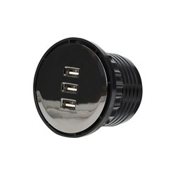 ŁADOWARKA 3XUSB WPUSZCZANA W BLAT, 5V TOTAL 3.1A, MAX. 2,1A/PORT, PRZEWÓD 1,5M, CZARNY POŁYSK ORNO ŁADOWARKA 3XUSB WPUSZCZANA W BLAT, 5V TOTAL 3.1A, MAX. 2,1A/PORT, PRZEWÓD 1,5M, CZARNY POŁYSK ORNO