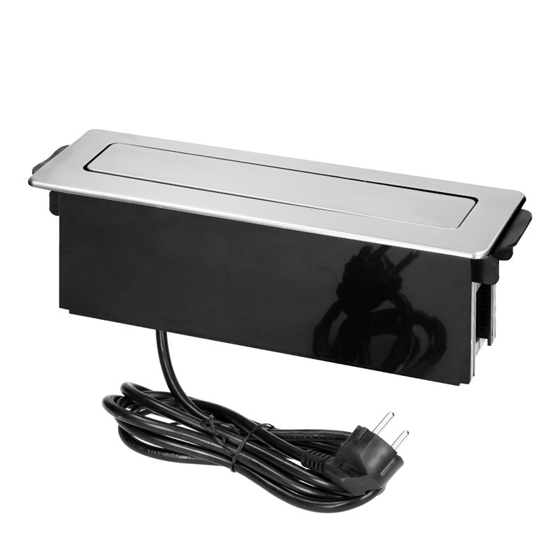 GNIAZDO MEBLOWE WYSUWANE Z BLATU Z PŁASKIM FREZOWANYM RANTEM, ŁADOWARKĄ USB I PRZEWODEM 2M, 3 GNIAZDA TYP F, 2 X USB (TYP A + C GNIAZDO MEBLOWE WYSUWANE Z BLATU Z PŁASKIM FREZOWANYM RANTEM, ŁADOWARKĄ USB I PRZEWODEM 2M, 3 GNIAZDA TYP F, 2 X USB (TYP A + C