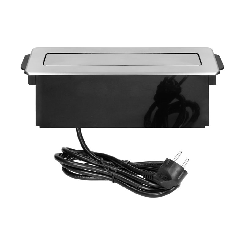 GNIAZDO MEBLOWE WYSUWANE Z BLATU Z PŁASKIM FREZOWANYM RANTEM, ŁADOWARKĄ USB I PRZEWODEM 2M, 3 GNIAZDA TYP F, 2 X USB (TYP A + C GNIAZDO MEBLOWE WYSUWANE Z BLATU Z PŁASKIM FREZOWANYM RANTEM, ŁADOWARKĄ USB I PRZEWODEM 2M, 3 GNIAZDA TYP F, 2 X USB (TYP A + C