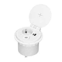 GNIAZDO MEBLOWE O8CM WPUSZCZANE W BLAT Z ŁADOWARKĄ INDUKCYJNĄ, ŁADOWARKĄ USB Z 2 GNIAZDAMI A I C, PRZELOTKĄ KABLOWĄ Z PRZEWODEM GNIAZDO MEBLOWE O8CM WPUSZCZANE W BLAT Z ŁADOWARKĄ INDUKCYJNĄ, ŁADOWARKĄ USB Z 2 GNIAZDAMI A I C, PRZELOTKĄ KABLOWĄ Z PRZEWODEM