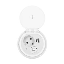 GNIAZDO MEBLOWE O8CM WPUSZCZANE W BLAT Z ŁADOWARKĄ INDUKCYJNĄ, ŁADOWARKĄ USB Z 2 GNIAZDAMI A I C, PRZELOTKĄ KABLOWĄ Z PRZEWODEM GNIAZDO MEBLOWE O8CM WPUSZCZANE W BLAT Z ŁADOWARKĄ INDUKCYJNĄ, ŁADOWARKĄ USB Z 2 GNIAZDAMI A I C, PRZELOTKĄ KABLOWĄ Z PRZEWODEM
