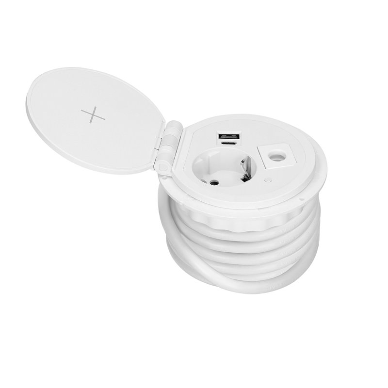 GNIAZDO MEBLOWE O8CM WPUSZCZANE W BLAT Z ŁADOWARKĄ INDUKCYJNĄ, ŁADOWARKĄ USB Z 2 GNIAZDAMI A I C, PRZELOTKĄ KABLOWĄ Z PRZEWODEM GNIAZDO MEBLOWE O8CM WPUSZCZANE W BLAT Z ŁADOWARKĄ INDUKCYJNĄ, ŁADOWARKĄ USB Z 2 GNIAZDAMI A I C, PRZELOTKĄ KABLOWĄ Z PRZEWODEM