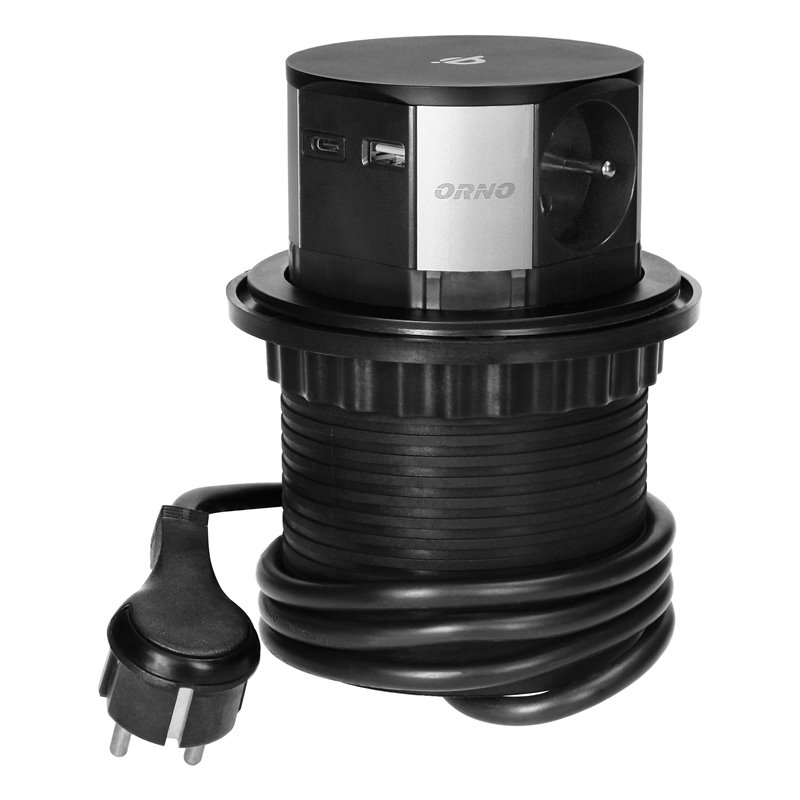 GNIAZDO MEBLOWE O10CM WYSUWANE Z BLATU Z ŁADOWARKĄ INDUKCYJNĄ, ŁADOWARKĄ USB I PRZEWODEM 1,5M, 3X2P+Z, QI 1.2.4 MAX. 10W, USB A+ GNIAZDO MEBLOWE O10CM WYSUWANE Z BLATU Z ŁADOWARKĄ INDUKCYJNĄ, ŁADOWARKĄ USB I PRZEWODEM 1,5M, 3X2P+Z, QI 1.2.4 MAX. 10W, USB A+