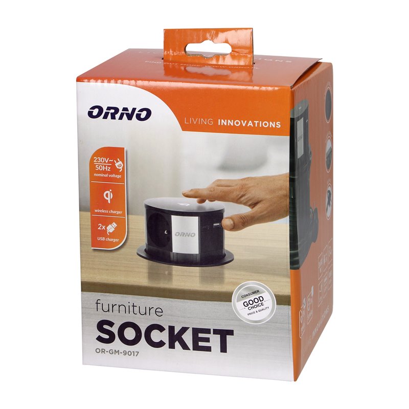 GNIAZDO MEBLOWE O10CM WYSUWANE Z BLATU Z ŁADOWARKĄ INDUKCYJNĄ, ŁADOWARKĄ USB I PRZEWODEM 1,5M, 3X2P+Z, QI 1.2.4 MAX. 10W, USB A+ GNIAZDO MEBLOWE O10CM WYSUWANE Z BLATU Z ŁADOWARKĄ INDUKCYJNĄ, ŁADOWARKĄ USB I PRZEWODEM 1,5M, 3X2P+Z, QI 1.2.4 MAX. 10W, USB A+