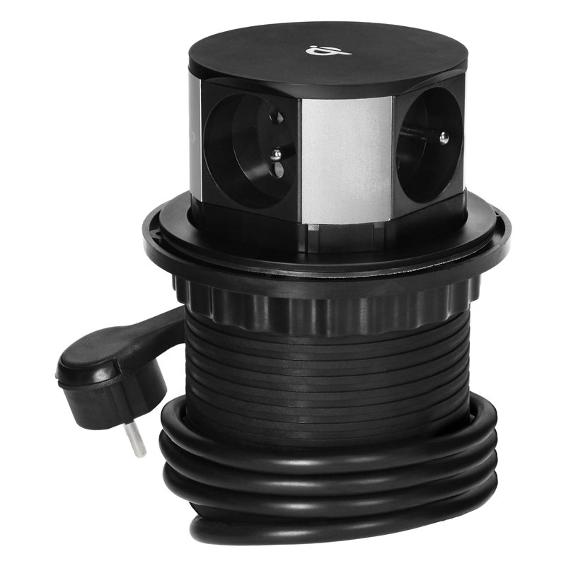 GNIAZDO MEBLOWE O10CM WYSUWANE Z BLATU Z ŁADOWARKĄ INDUKCYJNĄ, ŁADOWARKĄ USB I PRZEWODEM 1,5M, 3X2P+Z, QI 1.2.4 MAX. 10W, USB A+ GNIAZDO MEBLOWE O10CM WYSUWANE Z BLATU Z ŁADOWARKĄ INDUKCYJNĄ, ŁADOWARKĄ USB I PRZEWODEM 1,5M, 3X2P+Z, QI 1.2.4 MAX. 10W, USB A+