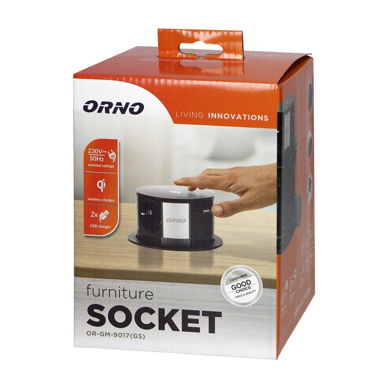 GNIAZDO MEBLOWE O10CM WYSUWANE Z BLATU Z ŁADOWARKĄ INDUKCYJNĄ, ŁADOWARKĄ USB I PRZEWODEM 1,5M, 3X2P+Z (SCHUKO), QI 1.2.4 MAX. 10 GNIAZDO MEBLOWE O10CM WYSUWANE Z BLATU Z ŁADOWARKĄ INDUKCYJNĄ, ŁADOWARKĄ USB I PRZEWODEM 1,5M, 3X2P+Z (SCHUKO), QI 1.2.4 MAX. 10