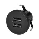 ŁADOWARKA 2XUSB 3,4A, WPUSZCZANA W BLAT, CZARNA ORNO