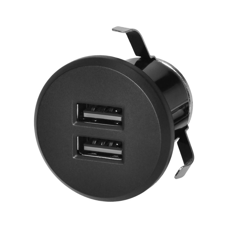 ŁADOWARKA 2XUSB 3,4A, WPUSZCZANA W BLAT, CZARNA ORNO
