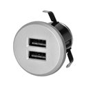 ŁADOWARKA 2XUSB 3,4A, WPUSZCZANA W BLAT, SREBRNA ORNO