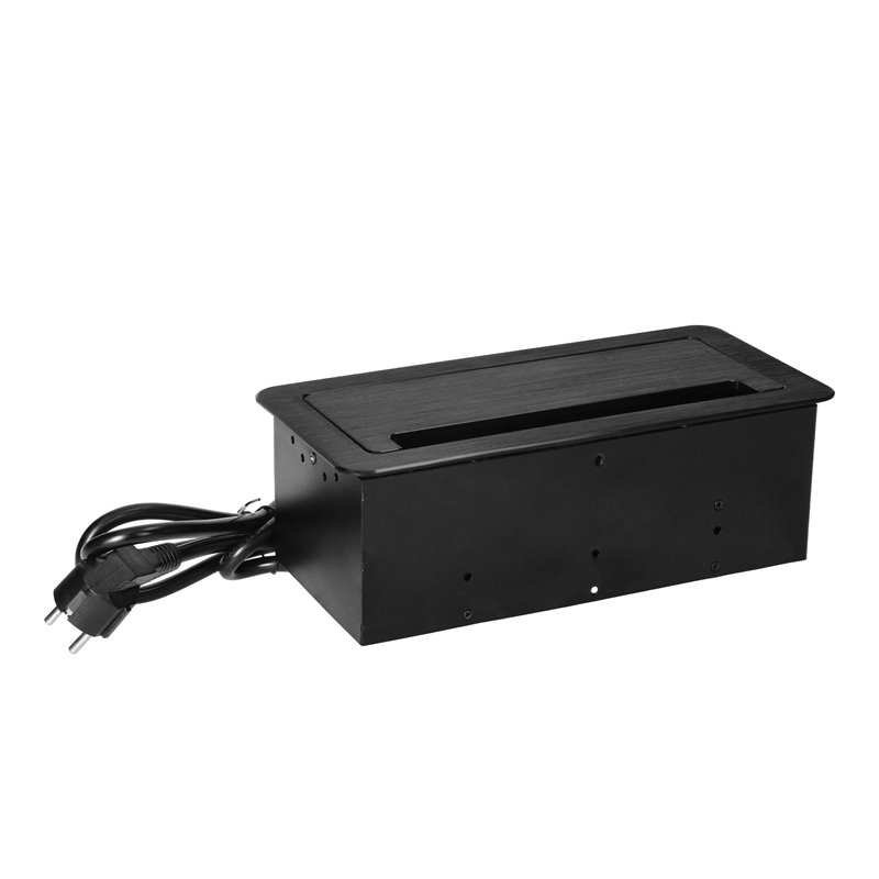 GNIAZDO MEBLOWE WPUSZCZANE W BLAT Z PŁASKIM FREZOWANYM RANTEM, SZCZOTKĄ PRZECIWKURZOWĄ, ŁADOWARKĄ USB I PRZEWODEM 1,5M, 2X2P+Z, GNIAZDO MEBLOWE WPUSZCZANE W BLAT Z PŁASKIM FREZOWANYM RANTEM, SZCZOTKĄ PRZECIWKURZOWĄ, ŁADOWARKĄ USB I PRZEWODEM 1,5M, 2X2P+Z,