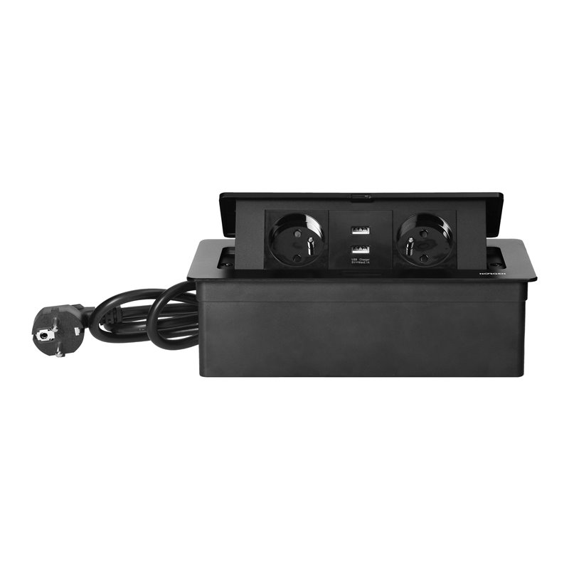 GNIAZDO MEBLOWE REDE, 2X2P+Z, 2XUSB Z PRZEWODEM 1,5M, CZARNE ORNO GNIAZDO MEBLOWE REDE, 2X2P+Z, 2XUSB Z PRZEWODEM 1,5M, CZARNE ORNO