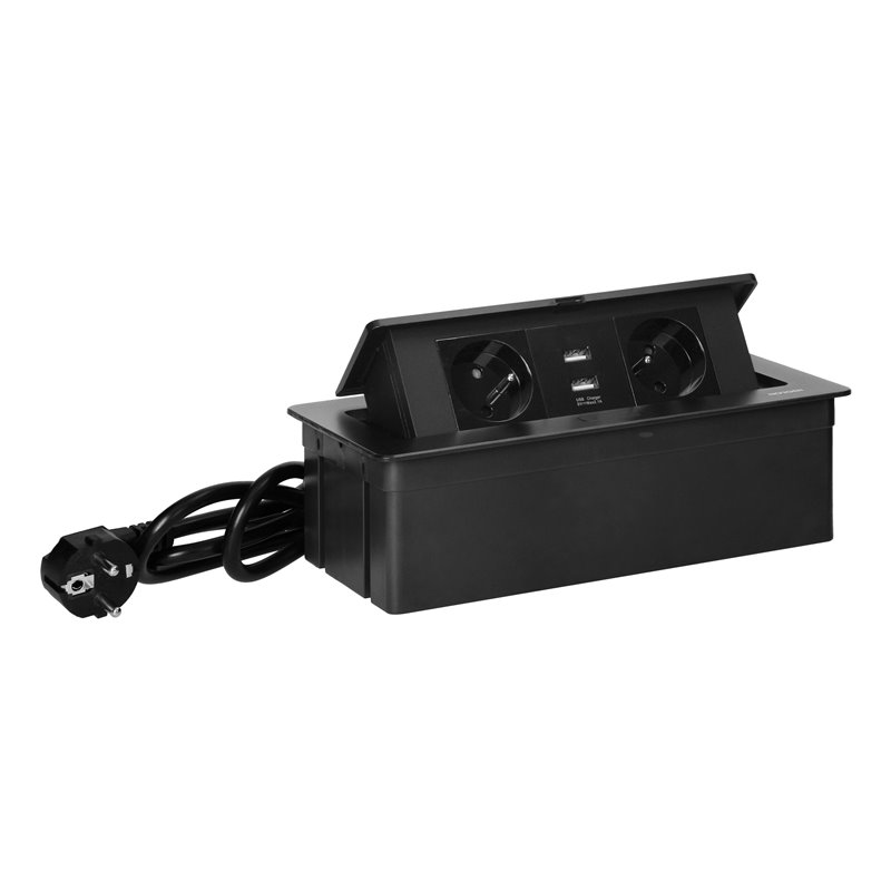 GNIAZDO MEBLOWE REDE, 2X2P+Z, 2XUSB Z PRZEWODEM 1,5M, CZARNE ORNO GNIAZDO MEBLOWE REDE, 2X2P+Z, 2XUSB Z PRZEWODEM 1,5M, CZARNE ORNO