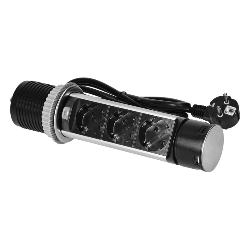WPUSZCZANE GNIAZDO MEBLOWE O6CM Z ŁADOWARKĄ USB I PRZEWODEM 1,5M, 3X2P+Z (SCHUKO), 2XUSB (TYP A I TYP C), INOX ORNO WPUSZCZANE GNIAZDO MEBLOWE O6CM Z ŁADOWARKĄ USB I PRZEWODEM 1,5M, 3X2P+Z (SCHUKO), 2XUSB (TYP A I TYP C), INOX ORNO