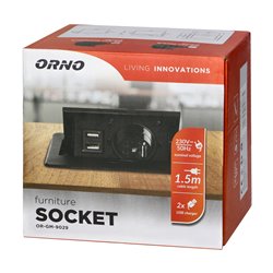 WPUSZCZANE GNIAZDO MEBLOWE Z ŁADOWARKĄ USB I PRZEWODEM 1,5M, 1X2P+Z SCHUKO, 2XUSB (TYP A, 2,1A), PŁASKI RANT FREZOWANY, CZARNY WPUSZCZANE GNIAZDO MEBLOWE Z ŁADOWARKĄ USB I PRZEWODEM 1,5M, 1X2P+Z SCHUKO, 2XUSB (TYP A, 2,1A), PŁASKI RANT FREZOWANY, CZARNY