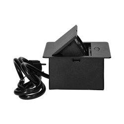 WPUSZCZANE GNIAZDO MEBLOWE Z ŁADOWARKĄ USB I PRZEWODEM 1,5M, 1X2P+Z SCHUKO, 2XUSB (TYP A, 2,1A), PŁASKI RANT FREZOWANY, CZARNY WPUSZCZANE GNIAZDO MEBLOWE Z ŁADOWARKĄ USB I PRZEWODEM 1,5M, 1X2P+Z SCHUKO, 2XUSB (TYP A, 2,1A), PŁASKI RANT FREZOWANY, CZARNY