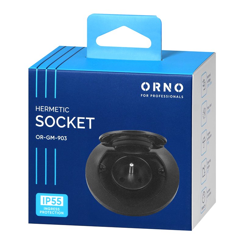 HERMETYCZNE GNIAZDO ELEKTRYCZNE OKRĄGŁE, IP55, 1X2P+Z(FRENCH), CZARNE ORNO HERMETYCZNE GNIAZDO ELEKTRYCZNE OKRĄGŁE, IP55, 1X2P+Z(FRENCH), CZARNE ORNO