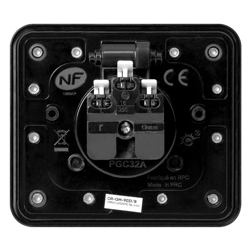 HERMETYCZNE GNIAZDO ELEKTRYCZNE PROSTOKĄTNE, IP55, CZARNE ORNO HERMETYCZNE GNIAZDO ELEKTRYCZNE PROSTOKĄTNE, IP55, CZARNE ORNO