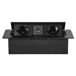 GNIAZDO MEBLOWE WPUSZCZANE W BLAT Z PŁASKIM FREZOWANYM RANTEM I ŁADOWARKĄ USB, 2X2P+Z (SCHUKO),2X USB (TYP A+C 3,6A), CZARNE ORN GNIAZDO MEBLOWE WPUSZCZANE W BLAT Z PŁASKIM FREZOWANYM RANTEM I ŁADOWARKĄ USB, 2X2P+Z (SCHUKO),2X USB (TYP A+C 3,6A), CZARNE ORN