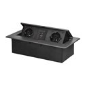 GNIAZDO MEBLOWE WPUSZCZANE W BLAT Z PŁASKIM FREZOWANYM RANTEM I ŁADOWARKĄ USB, 2X2P+Z (SCHUKO),2XUSB (TYP A+C 3,6A), GRAFITOWE O GNIAZDO MEBLOWE WPUSZCZANE W BLAT Z PŁASKIM FREZOWANYM RANTEM I ŁADOWARKĄ USB, 2X2P+Z (SCHUKO),2XUSB (TYP A+C 3,6A), GRAFITOWE O