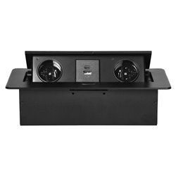 GNIAZDO MEBLOWE WPUSZCZANE W BLAT Z PŁASKIM FREZOWANYM RANTEM I ŁADOWARKĄ USB, 2X2P+Z, 2XUSB (TYP A+C 3,6A), CZARNE ORNO GNIAZDO MEBLOWE WPUSZCZANE W BLAT Z PŁASKIM FREZOWANYM RANTEM I ŁADOWARKĄ USB, 2X2P+Z, 2XUSB (TYP A+C 3,6A), CZARNE ORNO