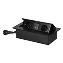 GNIAZDO MEBLOWE WPUSZCZANE W BLAT Z PŁASKIM FREZOWANYM RANTEM, ŁADOWARKĄ USB I PRZEWODEM 1,5M, 2X2P+Z (SCHUKO), 2XUSB (TYP A+C 3 GNIAZDO MEBLOWE WPUSZCZANE W BLAT Z PŁASKIM FREZOWANYM RANTEM, ŁADOWARKĄ USB I PRZEWODEM 1,5M, 2X2P+Z (SCHUKO), 2XUSB (TYP A+C 3