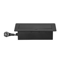 GNIAZDO MEBLOWE WPUSZCZANE W BLAT Z PŁASKIM FREZOWANYM RANTEM, ŁADOWARKĄ USB I PRZEWODEM 1,5M, 2X2P+Z (SCHUKO), 2XUSB (TYP A+C 3 GNIAZDO MEBLOWE WPUSZCZANE W BLAT Z PŁASKIM FREZOWANYM RANTEM, ŁADOWARKĄ USB I PRZEWODEM 1,5M, 2X2P+Z (SCHUKO), 2XUSB (TYP A+C 3