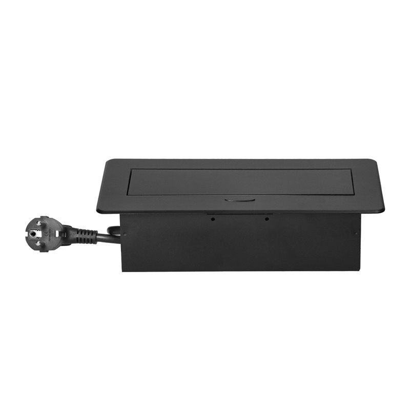 GNIAZDO MEBLOWE WPUSZCZANE W BLAT Z PŁASKIM FREZOWANYM RANTEM, ŁADOWARKĄ USB I PRZEWODEM 1,5M, 2X2P+Z (SCHUKO), 2XUSB (TYP A+C 3 GNIAZDO MEBLOWE WPUSZCZANE W BLAT Z PŁASKIM FREZOWANYM RANTEM, ŁADOWARKĄ USB I PRZEWODEM 1,5M, 2X2P+Z (SCHUKO), 2XUSB (TYP A+C 3