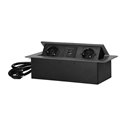 GNIAZDO MEBLOWE WPUSZCZANE W BLAT Z PŁASKIM FREZOWANYM RANTEM, ŁADOWARKĄ USB I PRZEWODEM 1,5M, 2X2P+Z (SCHUKO), 2XUSB (TYP A+C 3 GNIAZDO MEBLOWE WPUSZCZANE W BLAT Z PŁASKIM FREZOWANYM RANTEM, ŁADOWARKĄ USB I PRZEWODEM 1,5M, 2X2P+Z (SCHUKO), 2XUSB (TYP A+C 3