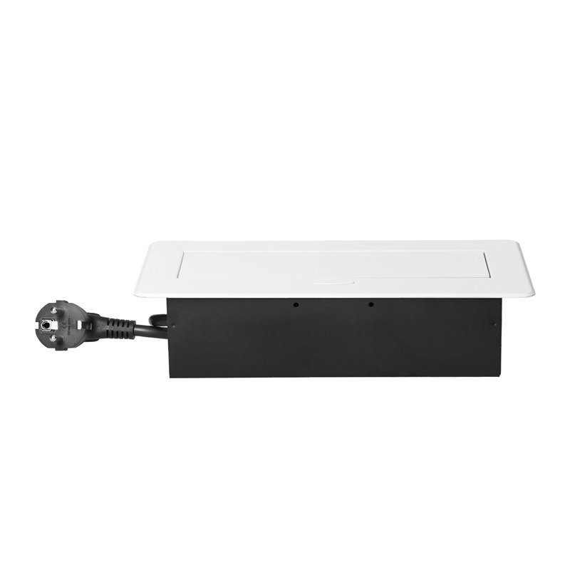 GNIAZDO MEBLOWE WPUSZCZANE W BLAT Z PŁASKIM FREZOWANYM RANTEM, ŁADOWARKĄ USB I PRZEWODEM 1,5M, 2X2P+Z (SCHUKO), 2XUSB (TYP A+C 3 GNIAZDO MEBLOWE WPUSZCZANE W BLAT Z PŁASKIM FREZOWANYM RANTEM, ŁADOWARKĄ USB I PRZEWODEM 1,5M, 2X2P+Z (SCHUKO), 2XUSB (TYP A+C 3