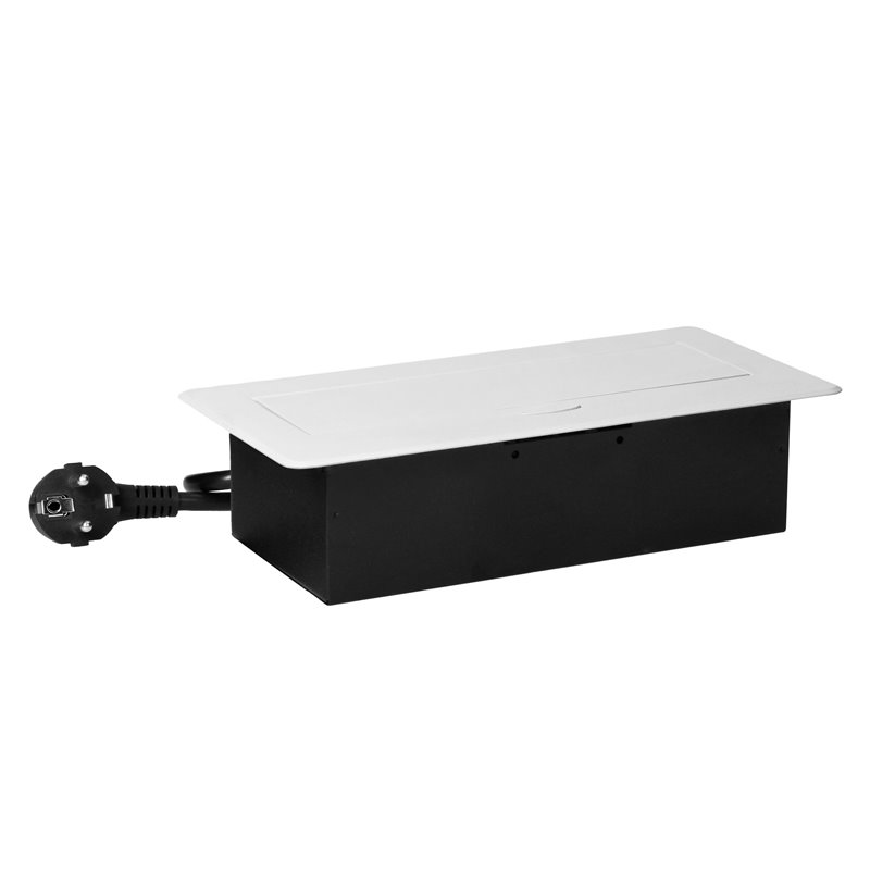GNIAZDO MEBLOWE WPUSZCZANE W BLAT Z PŁASKIM FREZOWANYM RANTEM, ŁADOWARKĄ USB I PRZEWODEM 1,5M, 2X2P+Z (SCHUKO), 2XUSB (TYP A+C 3 GNIAZDO MEBLOWE WPUSZCZANE W BLAT Z PŁASKIM FREZOWANYM RANTEM, ŁADOWARKĄ USB I PRZEWODEM 1,5M, 2X2P+Z (SCHUKO), 2XUSB (TYP A+C 3