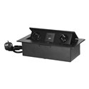 GNIAZDA MEBLOWE WPUSZCZANE W BLAT Z PŁASKIM FREZOWANYM RANTEM, ŁADOWARKĄ USB I PRZEWODEM 1,5M, 2X2P+Z, 2XUSB (TYP A+C 3,6A), CZA GNIAZDA MEBLOWE WPUSZCZANE W BLAT Z PŁASKIM FREZOWANYM RANTEM, ŁADOWARKĄ USB I PRZEWODEM 1,5M, 2X2P+Z, 2XUSB (TYP A+C 3,6A), CZA