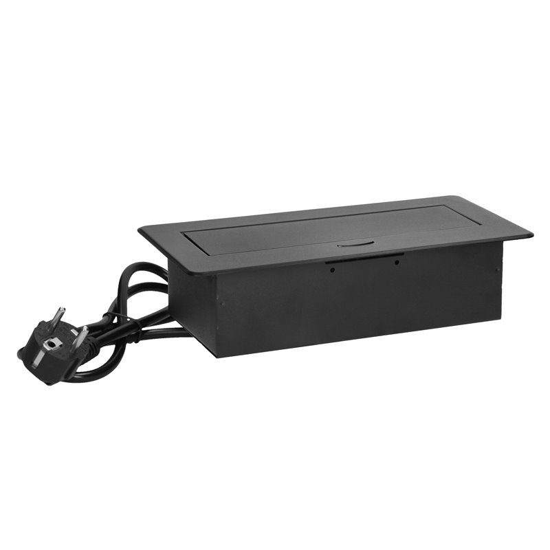 GNIAZDA MEBLOWE WPUSZCZANE W BLAT Z PŁASKIM FREZOWANYM RANTEM, ŁADOWARKĄ USB I PRZEWODEM 1,5M, 2X2P+Z, 2XUSB (TYP A+C 3,6A), CZA GNIAZDA MEBLOWE WPUSZCZANE W BLAT Z PŁASKIM FREZOWANYM RANTEM, ŁADOWARKĄ USB I PRZEWODEM 1,5M, 2X2P+Z, 2XUSB (TYP A+C 3,6A), CZA