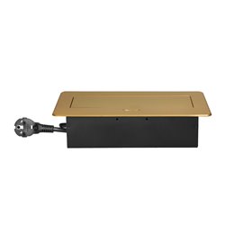GNIAZDA MEBLOWE WPUSZCZANE W BLAT Z PŁASKIM FREZOWANYM RANTEM, ŁADOWARKĄ USB I PRZEWODEM 1,5M, 2X2P+Z, 2XUSB (TYP A+C 3,6A), ZŁO GNIAZDA MEBLOWE WPUSZCZANE W BLAT Z PŁASKIM FREZOWANYM RANTEM, ŁADOWARKĄ USB I PRZEWODEM 1,5M, 2X2P+Z, 2XUSB (TYP A+C 3,6A), ZŁO