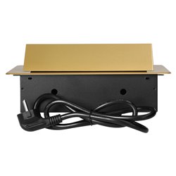 GNIAZDA MEBLOWE WPUSZCZANE W BLAT Z PŁASKIM FREZOWANYM RANTEM, ŁADOWARKĄ USB I PRZEWODEM 1,5M, 2X2P+Z, 2XUSB (TYP A+C 3,6A), ZŁO GNIAZDA MEBLOWE WPUSZCZANE W BLAT Z PŁASKIM FREZOWANYM RANTEM, ŁADOWARKĄ USB I PRZEWODEM 1,5M, 2X2P+Z, 2XUSB (TYP A+C 3,6A), ZŁO