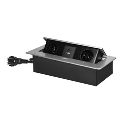 GNIAZDA MEBLOWE WPUSZCZANE W BLAT Z PŁASKIM FREZOWANYM RANTEM, ŁADOWARKĄ USB I PRZEWODEM 1,5M, 2X2P+Z, 2XUSB (TYP A+C 3,6A), SRE GNIAZDA MEBLOWE WPUSZCZANE W BLAT Z PŁASKIM FREZOWANYM RANTEM, ŁADOWARKĄ USB I PRZEWODEM 1,5M, 2X2P+Z, 2XUSB (TYP A+C 3,6A), SRE